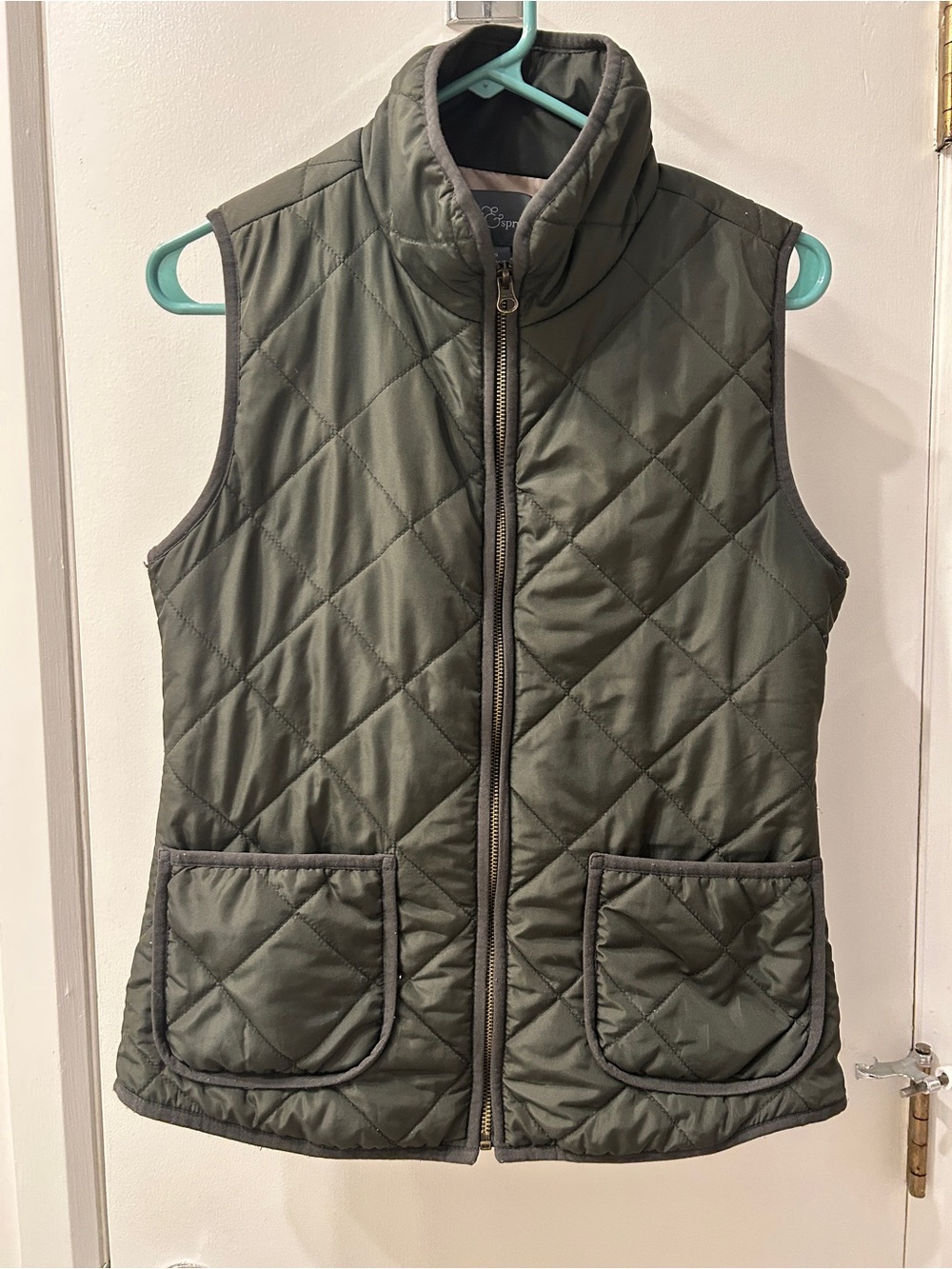 Quilted Olive Green Puffer Vest size S